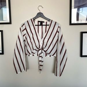 Forever 21 striped front tie crop top